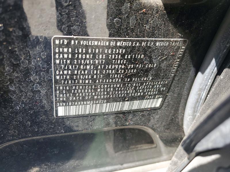 Aukcja sprzedaży 2022 Volkswagen Tiguan, vin: 3VV1B7AX9NM034320, numer aukcji: 61481816