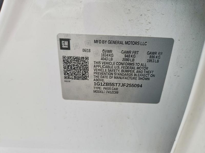Aukcja sprzedaży 2018 Chevrolet Malibu, vin: 1G1ZB5ST7JF255094, numer aukcji: 59197476