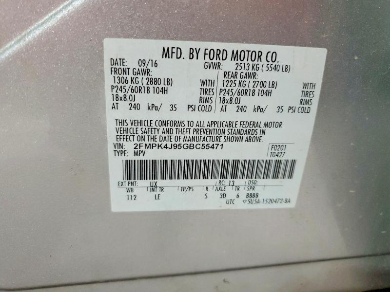 Aukcja sprzedaży 2016 Ford Edge, vin: 2FMPK4J95GBC55471, numer aukcji: 62247396