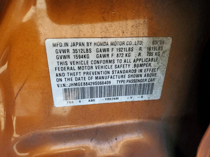 Aukcja sprzedaży 2009 Honda Fit, vin: JHMGE88429S066409, numer aukcji: 62700846