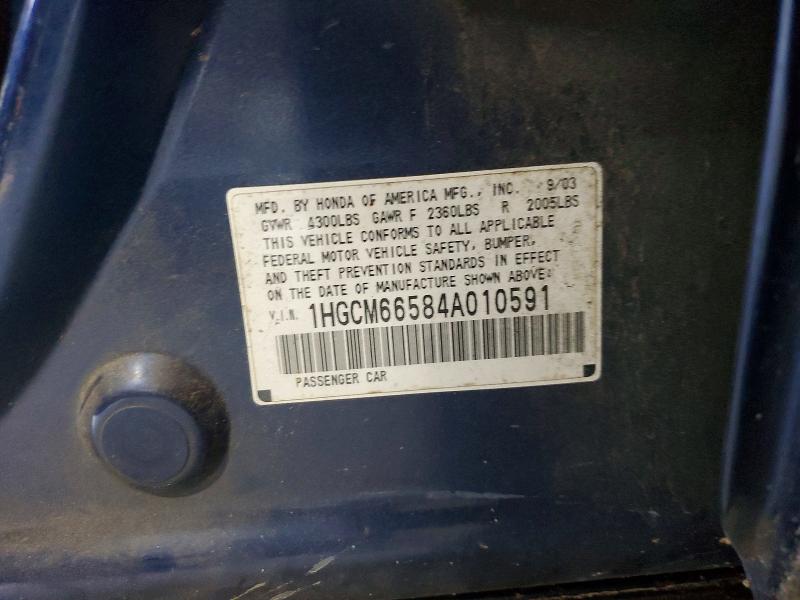 62906906 :رقم المزاد ، 1HGCM66584A010591 vin ، 2004 Honda Accord مزاد بيع