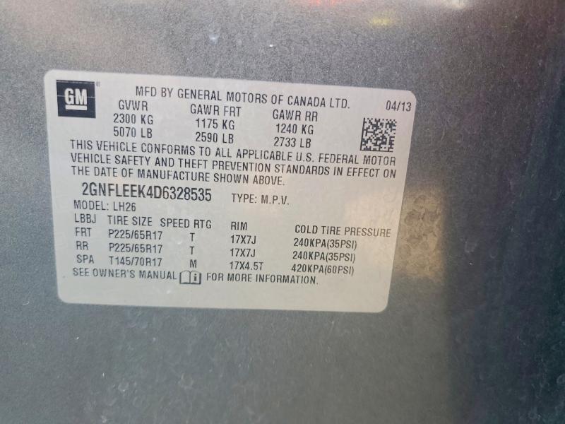 2013 Chevrolet Equinox მანქანა იყიდება აუქციონზე, vin: 2GNFLEEK4D6328535, აუქციონის ნომერი: 60720196