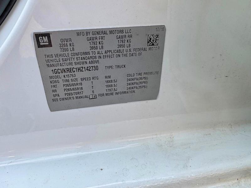 2017 Chevrolet Silverado მანქანა იყიდება აუქციონზე, vin: 1GCVKREC1HZ142730, აუქციონის ნომერი: 61519956