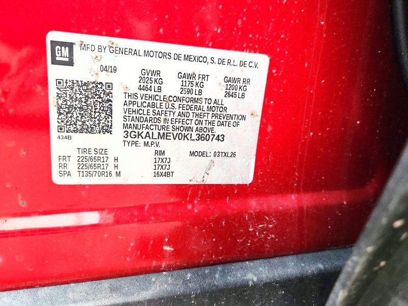 2019 Gmc Terrain მანქანა იყიდება აუქციონზე, vin: 3GKALMEV0KL360743, აუქციონის ნომერი: 59162796