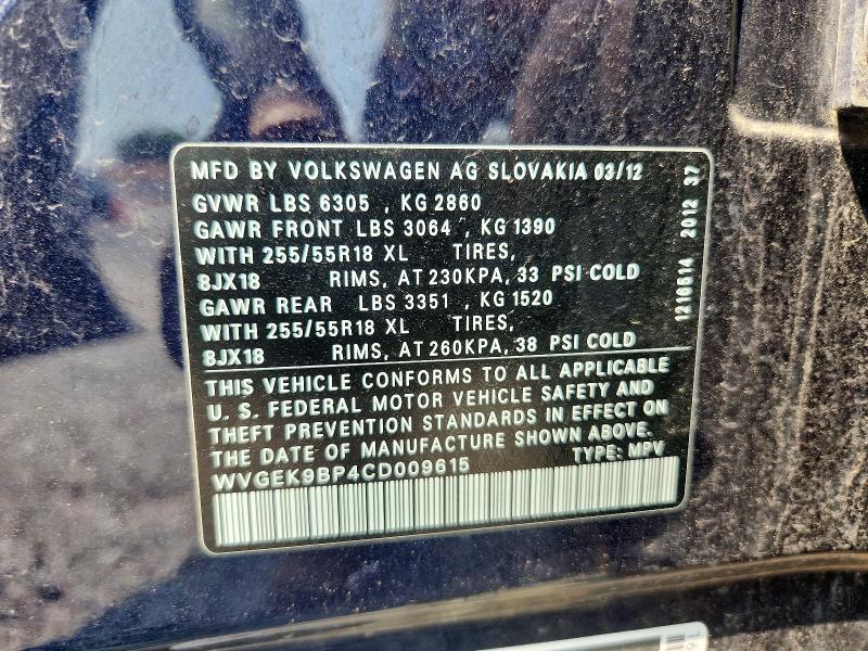 Продаж на аукціоні авто 2012 Volkswagen Touareg, vin: WVGEK9BP4CD009615, номер лоту: 61440536