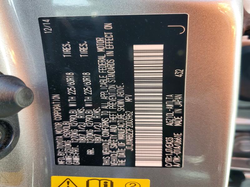 2015 Lexus Nx მანქანა იყიდება აუქციონზე, vin: JTJYARBZ2F2003962, აუქციონის ნომერი: 61025046
