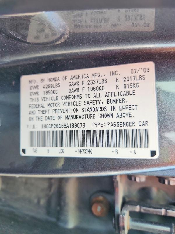 61204036 :رقم المزاد ، 1HGCP26469A189079 vin ، 2009 Honda Accord مزاد بيع