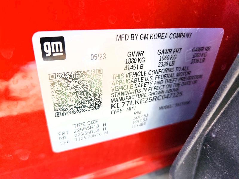 61154396 :رقم المزاد ، KL77LKE25RC047125 vin ، 2024 Chevrolet Trax مزاد بيع