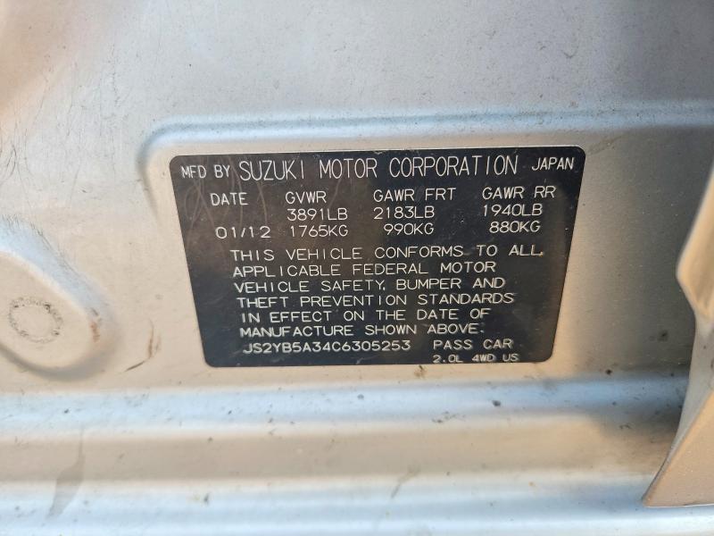 Продаж на аукціоні авто 2012 Suzuki Sx4, vin: JS2YB5A34C6305253, номер лоту: 62744886