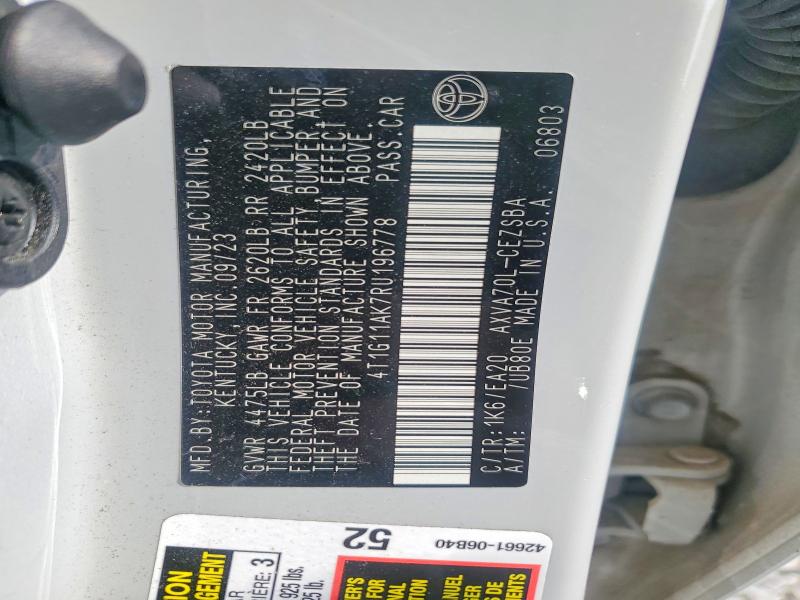 Продажа на аукционе авто 2024 Toyota Camry, vin: 4T1G11AK7RU196778, номер лота: 61739476