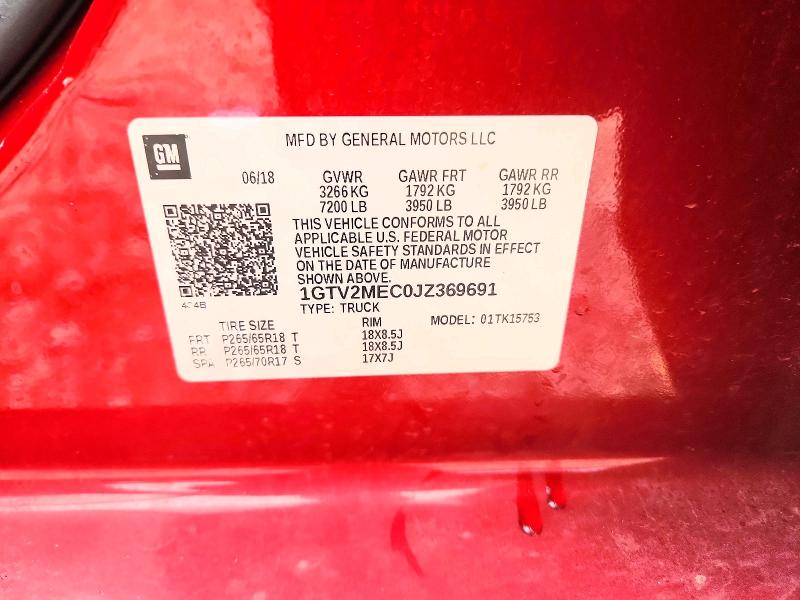 Продаж на аукціоні авто 2018 Gmc Sierra, vin: 1GTV2MEC0JZ369691, номер лоту: 62277756