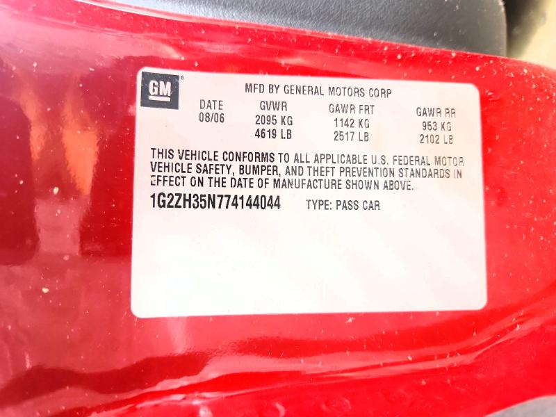 60529246 :رقم المزاد ، 1G2ZH35N774144044 vin ، 2007 Pontiac G6 مزاد بيع