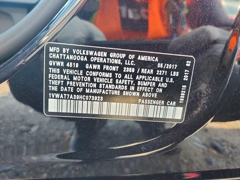 2017 Volkswagen Passat მანქანა იყიდება აუქციონზე, vin: 1VWAT7A39HC073923, აუქციონის ნომერი: 62194986