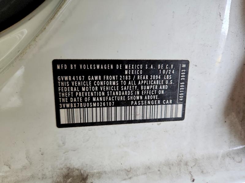 Продаж на аукціоні авто 2025 Volkswagen Jetta, vin: 3VWBX7BU0SM026107, номер лоту: 60305136