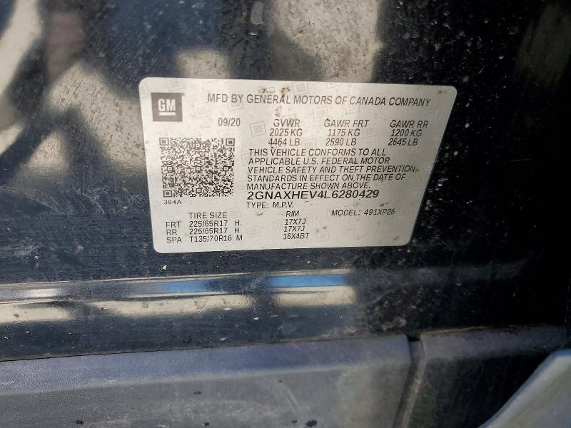 2020 Chevrolet Equinox მანქანა იყიდება აუქციონზე, vin: 2GNAXHEV4L6280429, აუქციონის ნომერი: 60926536