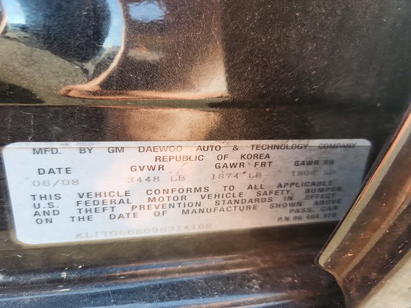 60309276 :رقم المزاد ، KL1TG66E09B314108 vin ، 2009 Chevrolet Aveo مزاد بيع