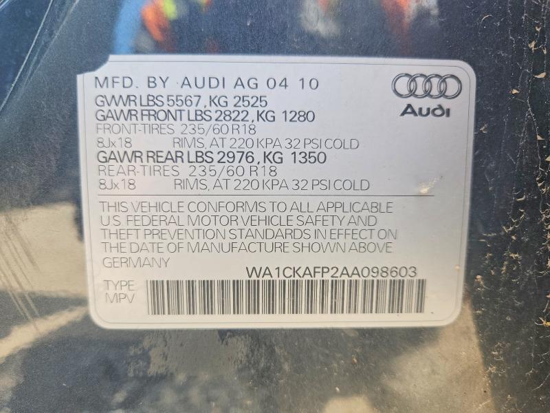 Продажа на аукционе авто 2010 Audi Q5, vin: WA1CKAFP2AA098603, номер лота: 62010896
