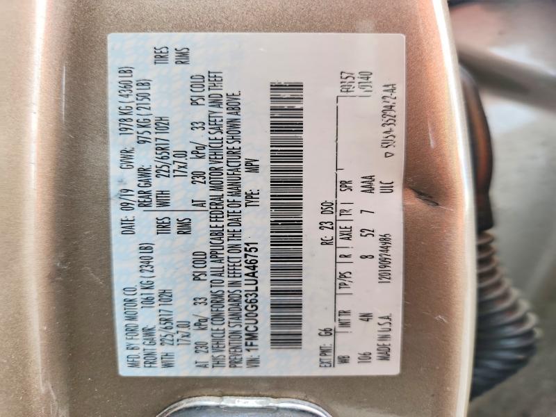 Aukcja sprzedaży 2020 Ford Escape, vin: 1FMCU0G63LUA46751, numer aukcji: 61305656
