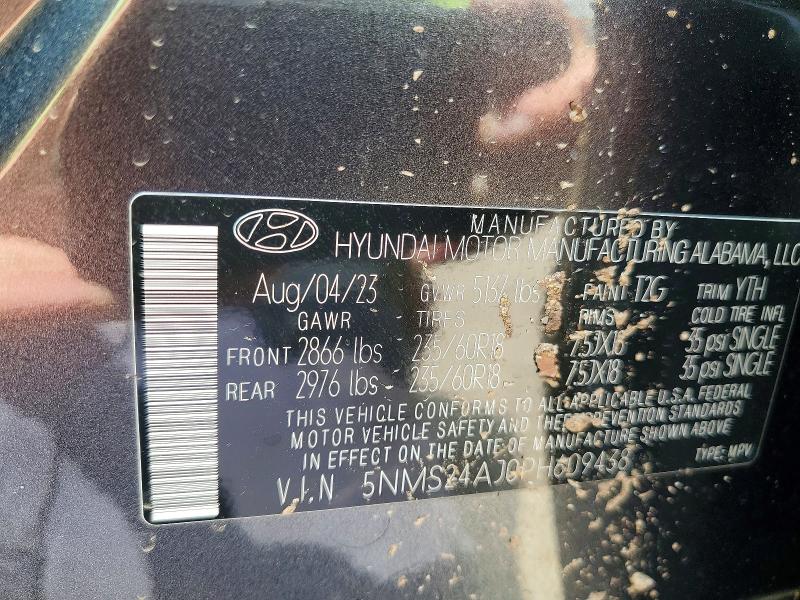 Aukcja sprzedaży 2023 Hyundai Santa Fe, vin: 5NMS24AJ0PH609438, numer aukcji: 62984786
