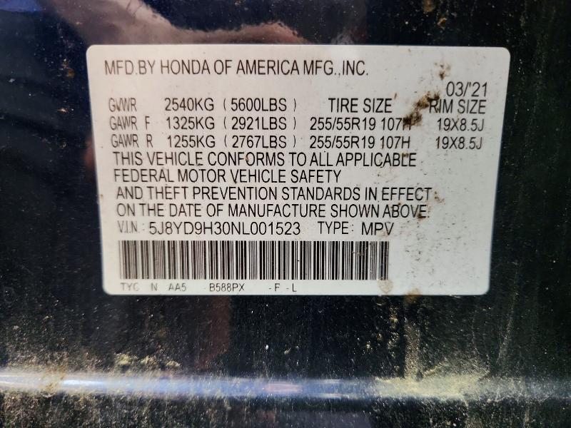 Продажа на аукционе авто 2022 Acura Mdx, vin: 5J8YD9H30NL001523, номер лота: 61488906