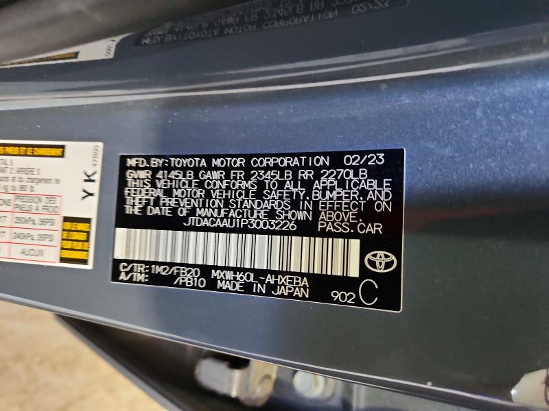 Продажа на аукционе авто 2023 Toyota Prius, vin: JTDACAAU1P3003226, номер лота: 60421456