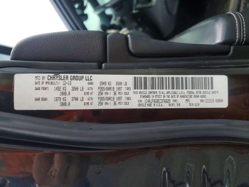 2014 Jeep Grand Cherokee მანქანა იყიდება აუქციონზე, vin: 1C4RJFBG8EC376629, აუქციონის ნომერი: 62698586