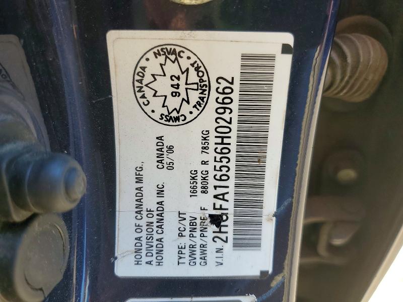 Aukcja sprzedaży 2006 Honda Civic, vin: 2HGFA16556H029662, numer aukcji: 61672366