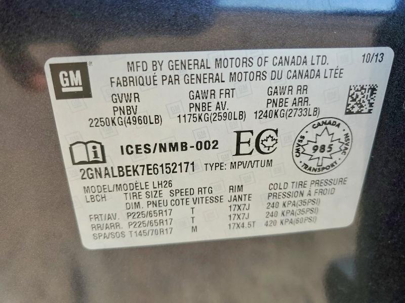 62035336 :رقم المزاد ، 2GNALBEK7E6152171 vin ، 2014 Chevrolet Equinox مزاد بيع