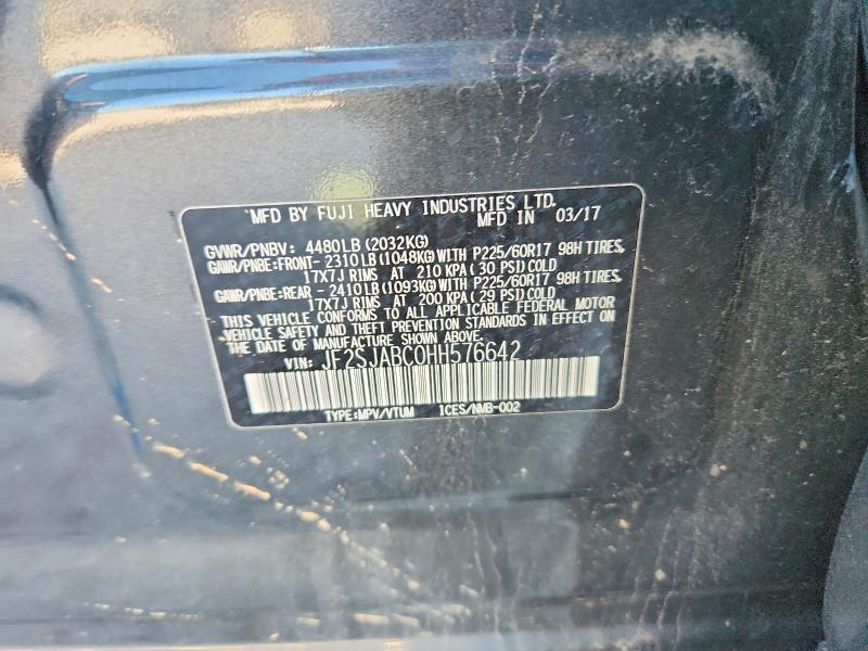 62966006 :رقم المزاد ، JF2SJABC0HH576642 vin ، 2017 Subaru Forester مزاد بيع