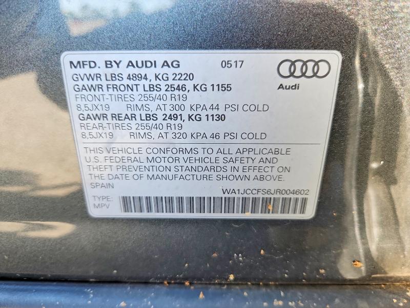 Aukcja sprzedaży 2018 Audi Q3, vin: WA1JCCFS6JR004602, numer aukcji: 61919536