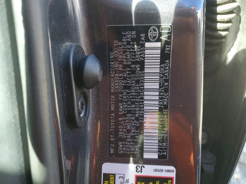 Продаж на аукціоні авто 2010 Toyota Corolla Sedan 2wd, vin: 2T1BU4EE3AC493995, номер лоту: 62509186