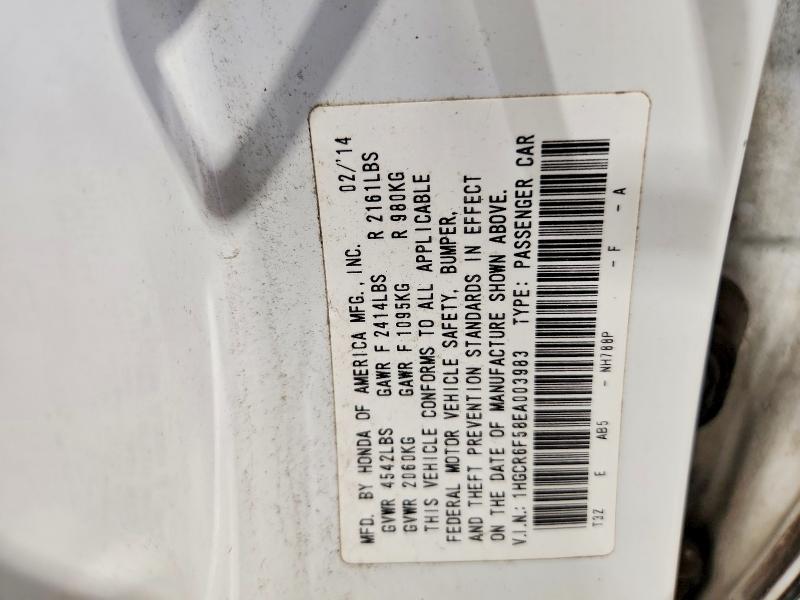 Aukcja sprzedaży 2014 Honda Accord, vin: 1HGCR6F58EA003983, numer aukcji: 62750116