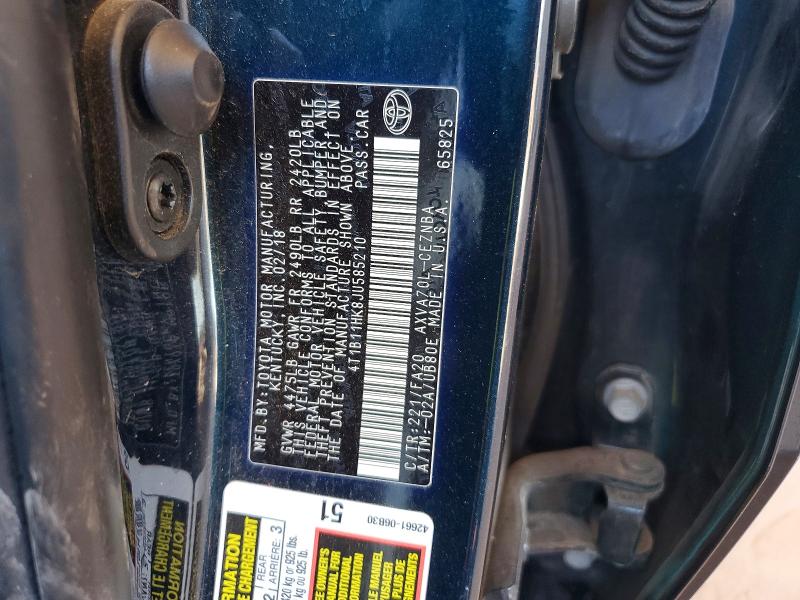 2018 Toyota Camry მანქანა იყიდება აუქციონზე, vin: 4T1B11HK8JU585210, აუქციონის ნომერი: 60171916