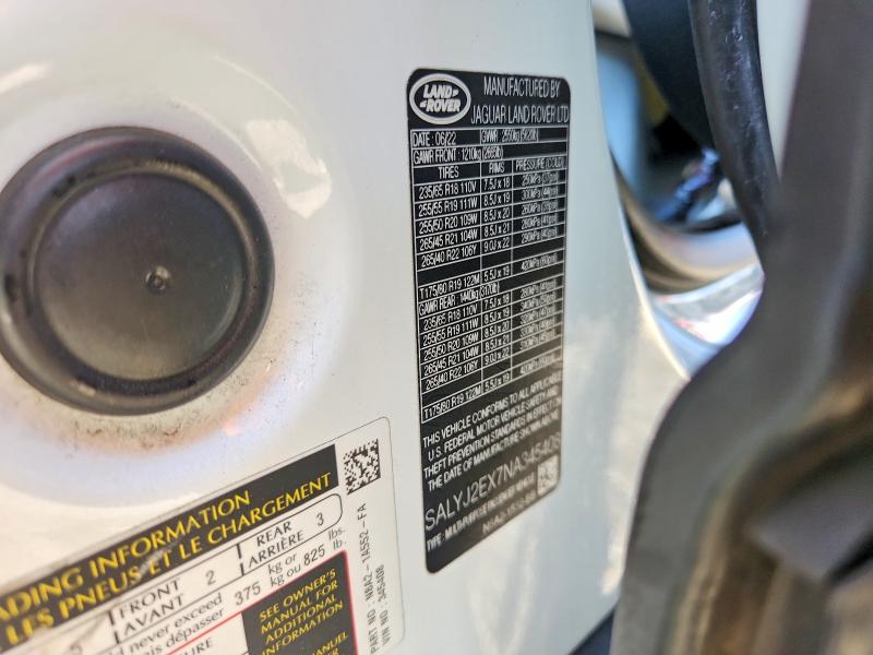 Продаж на аукціоні авто 2022 Land Rover Range Rover Velar, vin: SALYJ2EX7NA345408, номер лоту: 60786436