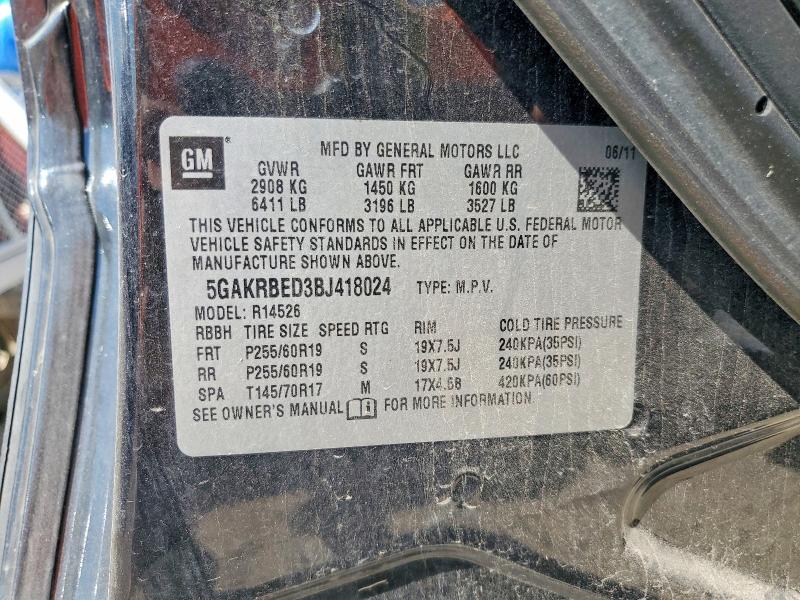 Aukcja sprzedaży 2011 Buick Enclave, vin: 5GAKRBED3BJ418024, numer aukcji: 61003906