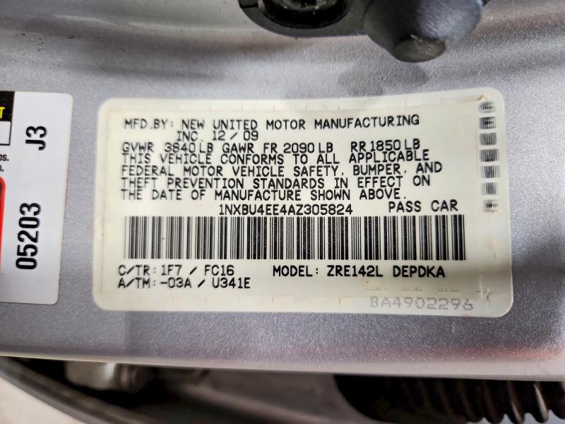 Продаж на аукціоні авто 2010 Toyota Corolla, vin: 1NXBU4EE4AZ305824, номер лоту: 61556006