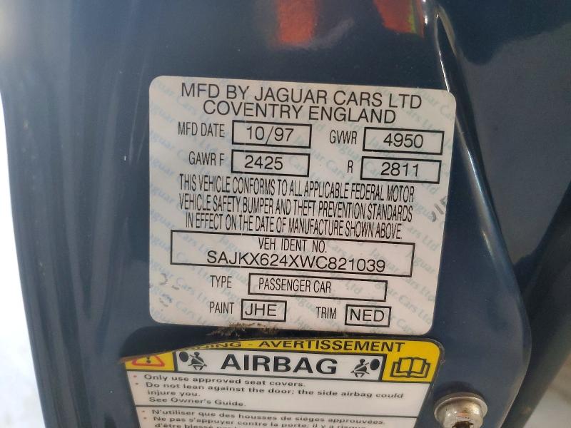 63105636 :رقم المزاد ، SAJKX624XWC821039 vin ، 1998 Jaguar Vandenplas مزاد بيع
