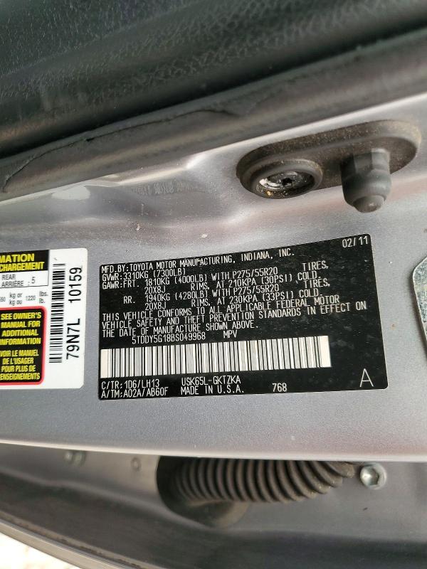 Продаж на аукціоні авто 2011 Toyota Sequoia, vin: 5TDDY5G18BS049968, номер лоту: 61124766