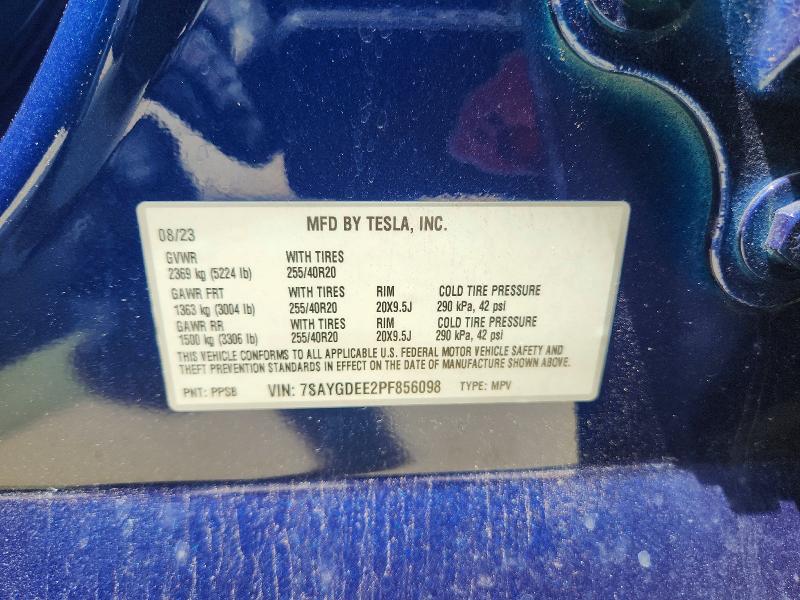 Продаж на аукціоні авто 2023 Tesla Model Y, vin: 7SAYGDEE2PF856098, номер лоту: 59402716