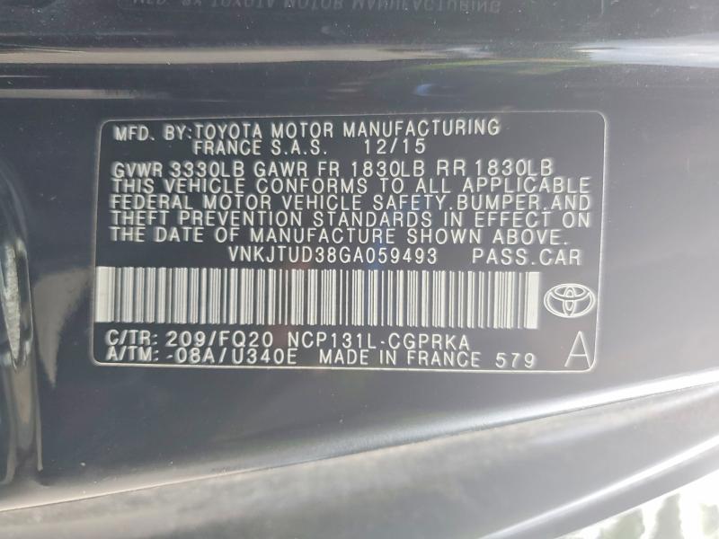Продажа на аукционе авто 2016 Toyota Yaris, vin: VNKJTUD38GA059493, номер лота: 58266806