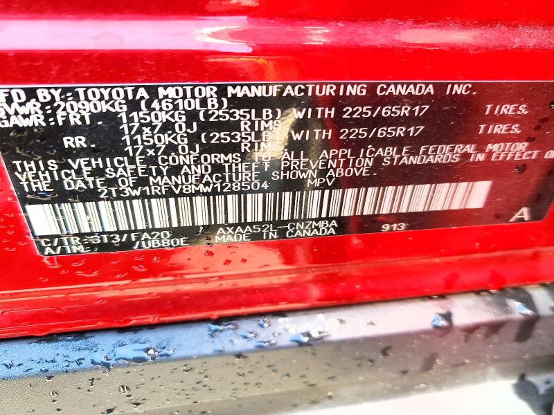 2021 Toyota Rav4 მანქანა იყიდება აუქციონზე, vin: 2T3W1RFV8MW128504, აუქციონის ნომერი: 59289926