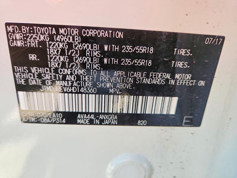 62422316 :رقم المزاد ، JTMDJREV6HD148360 vin ، 2017 Toyota Rav4 Hv مزاد بيع