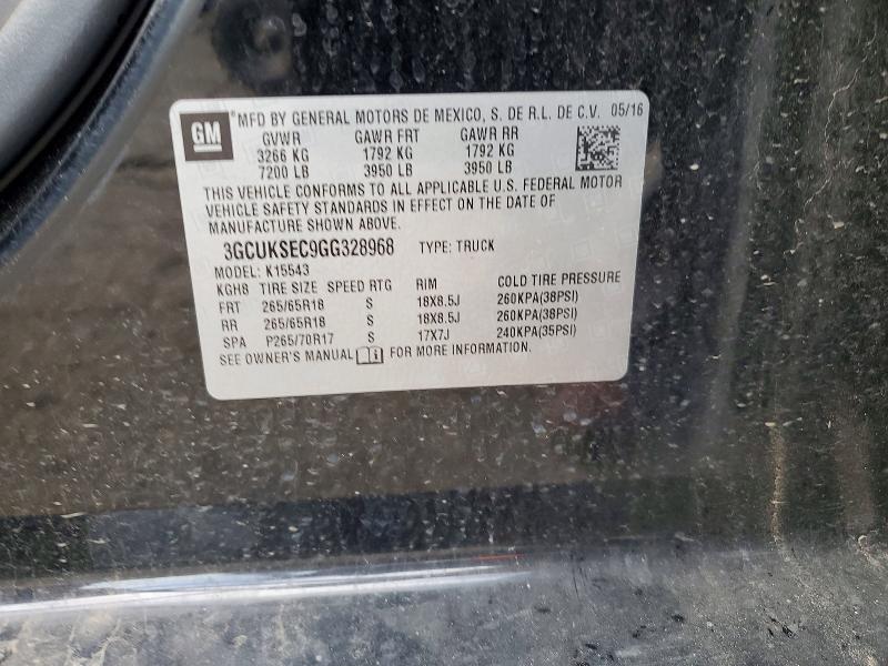 60399046 :رقم المزاد ، 3GCUKSEC9GG328968 vin ، 2016 Chevrolet Silverado مزاد بيع