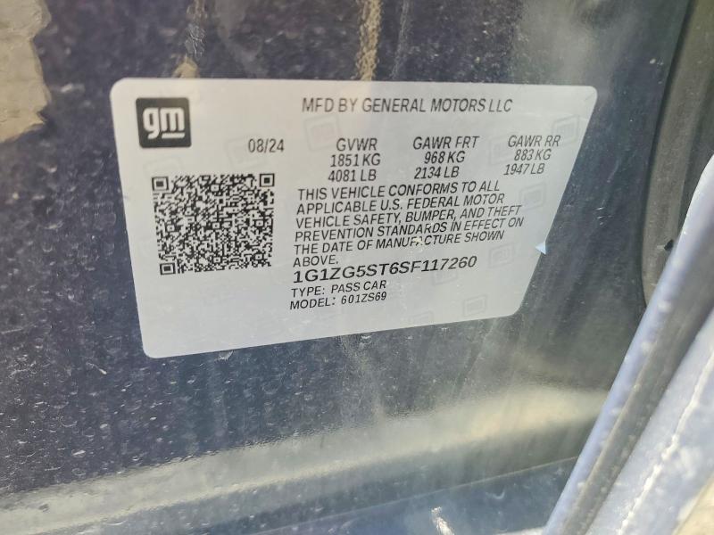 2025 Chevrolet Malibu მანქანა იყიდება აუქციონზე, vin: 1G1ZG5ST6SF117260, აუქციონის ნომერი: 60060396