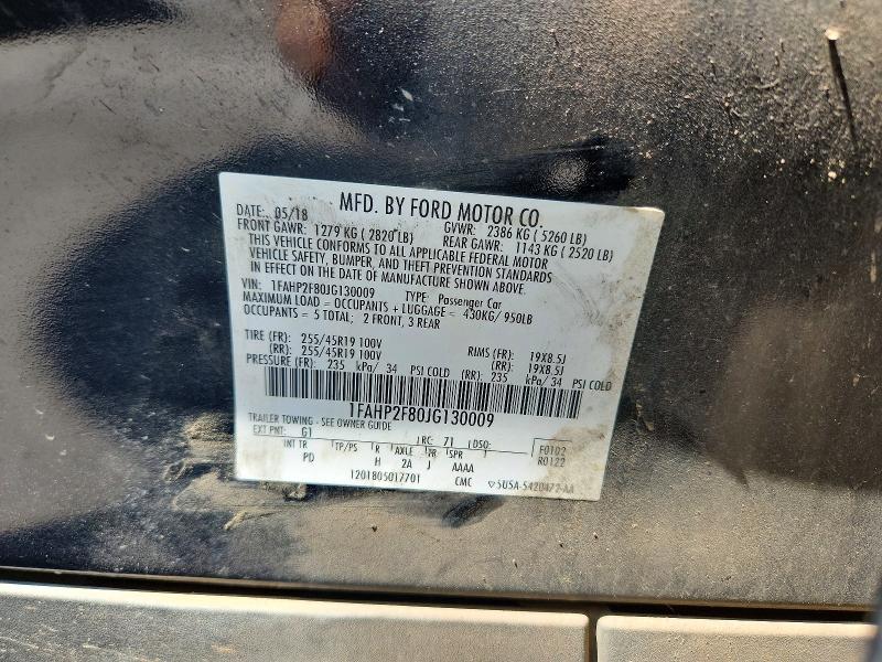 62436136 :رقم المزاد ، 1FAHP2F80JG130009 vin ، 2018 Ford Taurus مزاد بيع