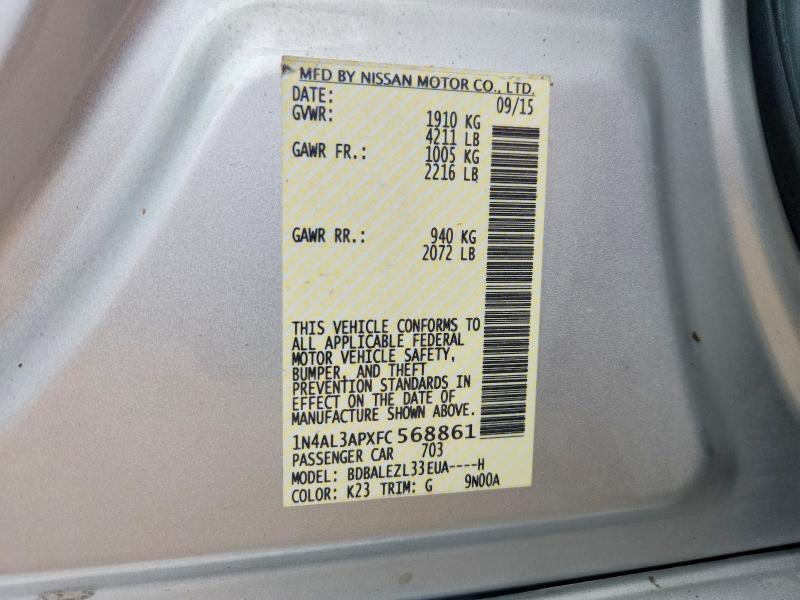 Продаж на аукціоні авто 2015 Nissan Altima, vin: 1N4AL3APXFC568861, номер лоту: 61341586