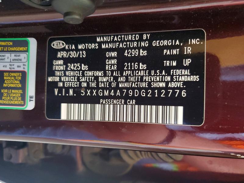 2013 Kia Optima მანქანა იყიდება აუქციონზე, vin: 5XXGM4A79DG212776, აუქციონის ნომერი: 60451076