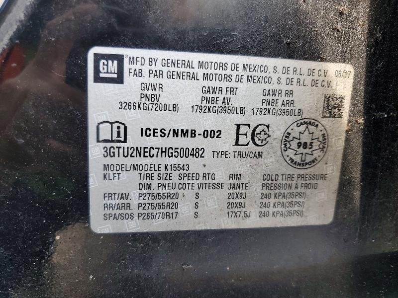 Продажа на аукционе авто 2017 Gmc Sierra, vin: 3GTU2NEC7HG500482, номер лота: 61351376
