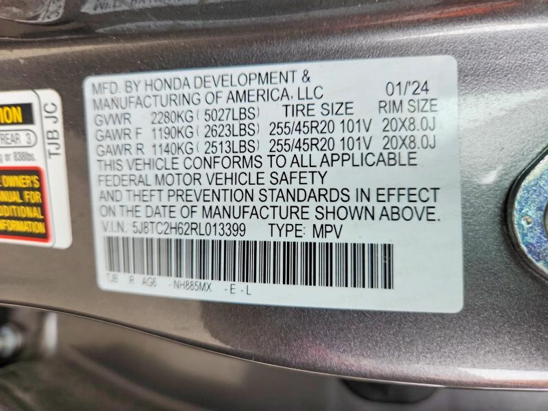 58872216 :رقم المزاد ، 5J8TC2H62RL013399 vin ، 2024 Acura Rdx مزاد بيع