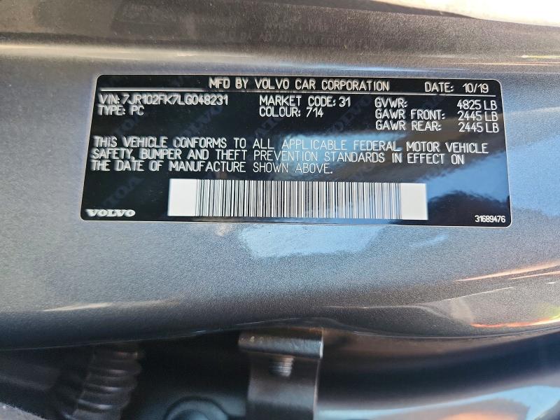 Продаж на аукціоні авто 2020 Volvo S60, vin: 7JR102FK7LG048231, номер лоту: 60664966